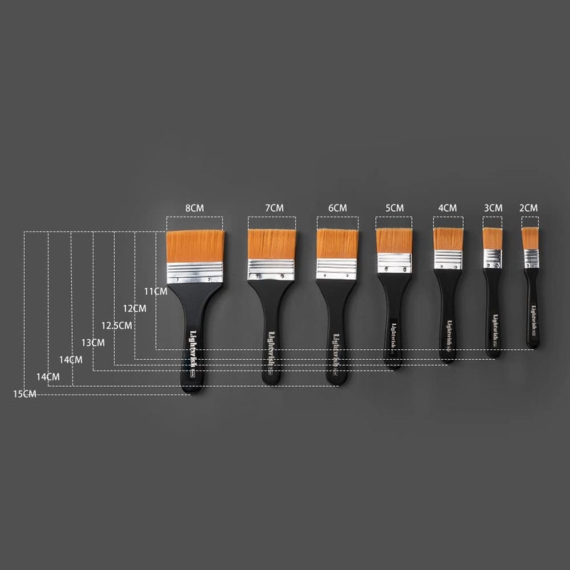 LIGHTWISH Set of 7 Flat Paint Brushes for Applying Gesso, Acrylic Paint, Oil Paint, Watercolor - Image 3